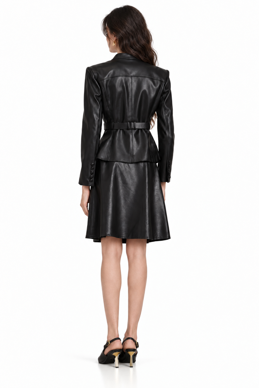 Isabel Black Belted Faux Leather Jacket