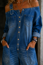Lianne™ Off-Shoulder Wide-Leg Denim Jumpsuit