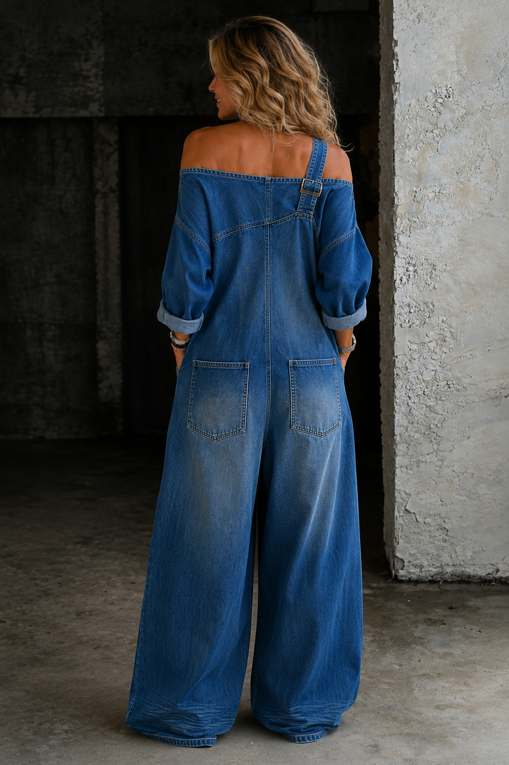 Lianne™ Off-Shoulder Wide-Leg Denim Jumpsuit