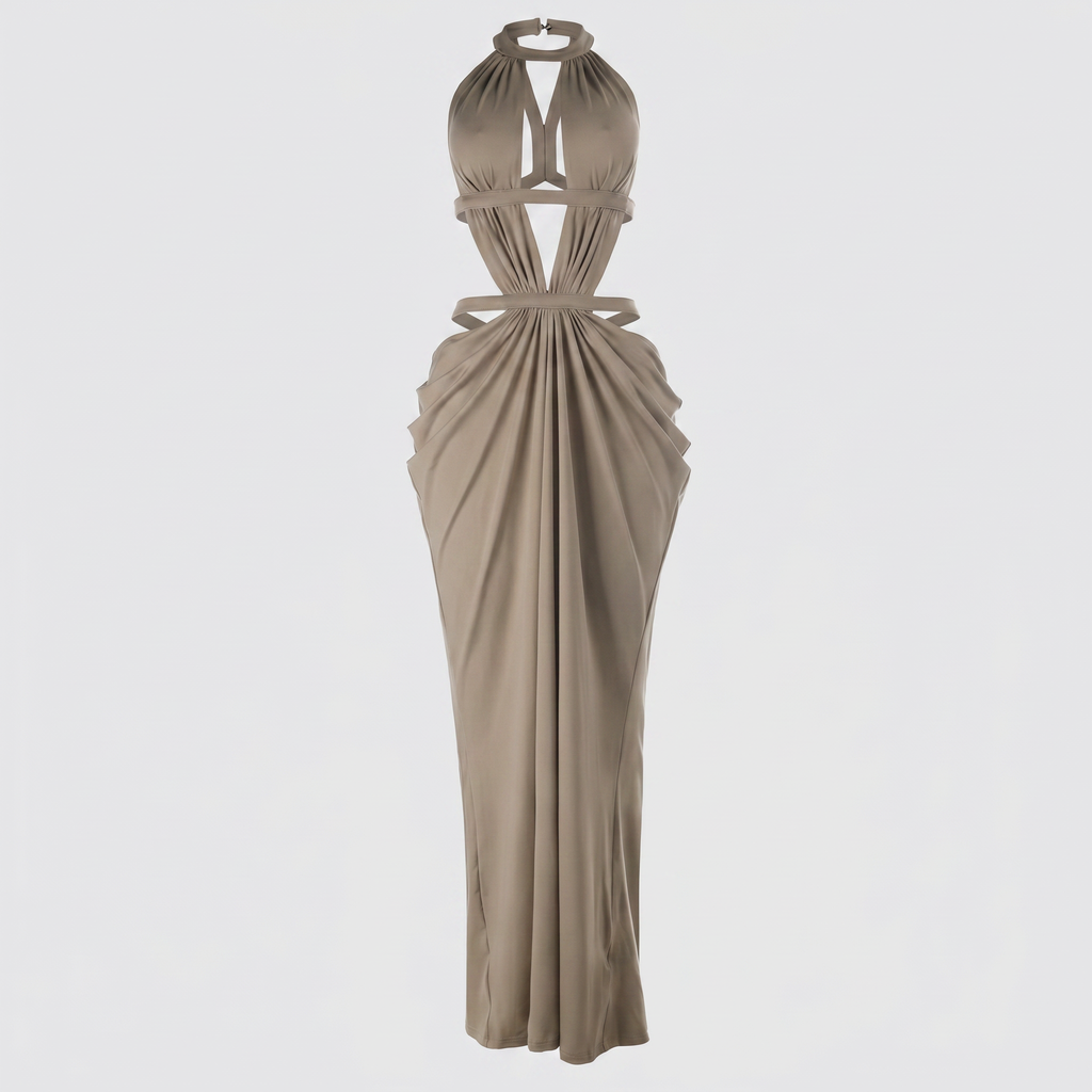 Curve Embrace Cut Out Halter Maxi Dress