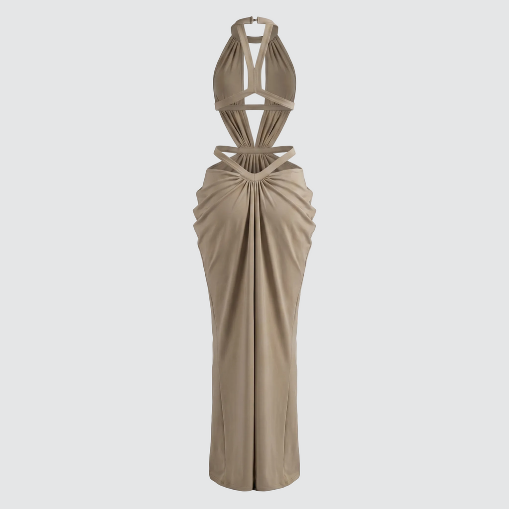 Curve Embrace Cut Out Halter Maxi Dress