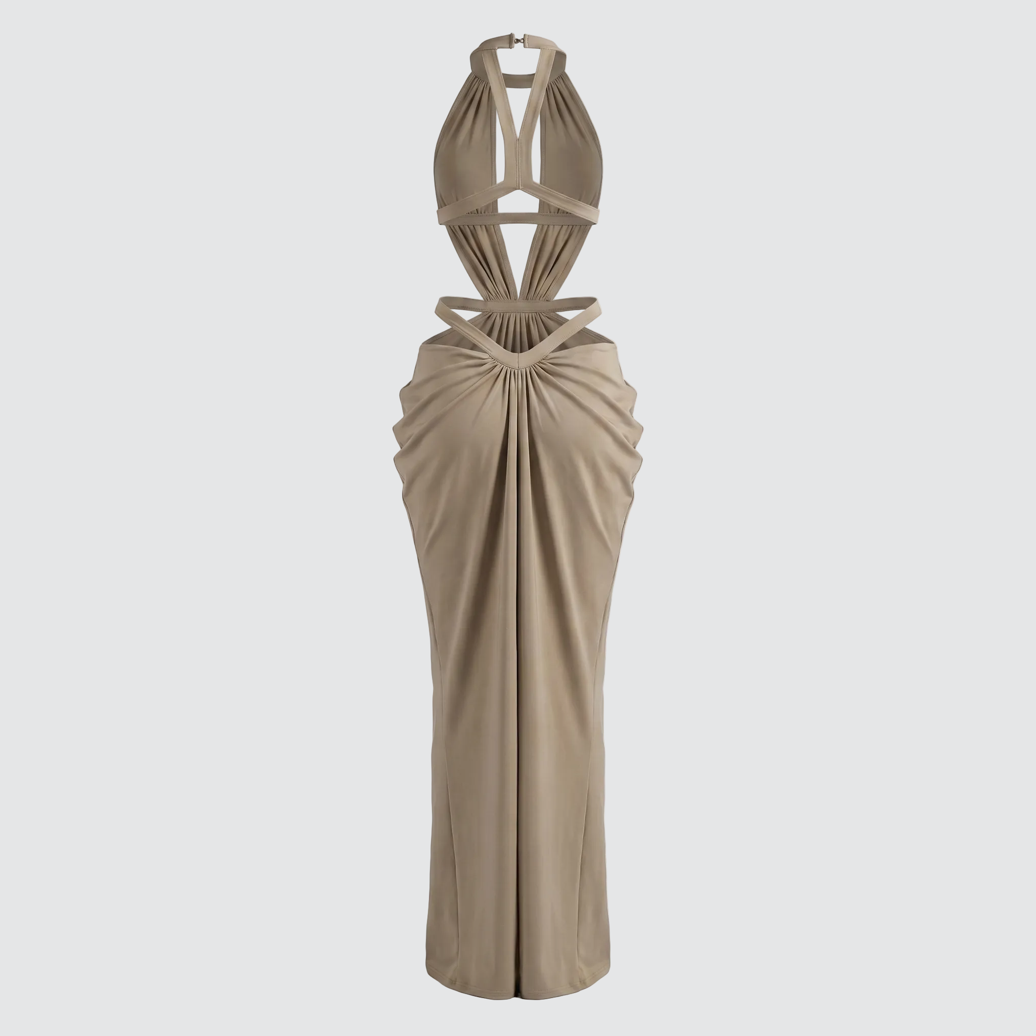 Curve Embrace Cut Out Halter Maxi Dress