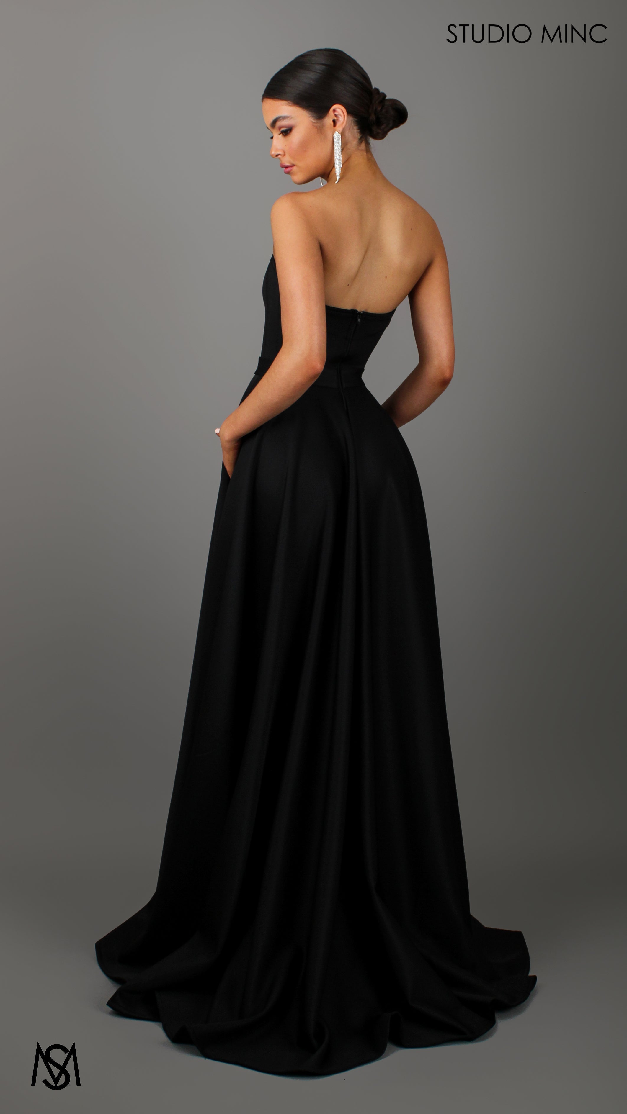 SWEETHEART - Black Strapless Formal dress with Corset & Full Circle Skirt