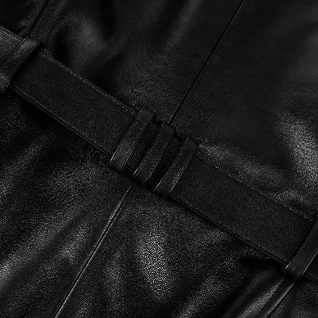 Isabel Black Belted Faux Leather Jacket