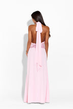 Pink ASCOT maxi dress by 64b136-1e, flowing fabric, sleeveless design, and elegant silhouette suitable for summer events.