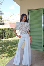Blue Gardenia Lace Top by 64b136-1e Tops, featuring intricate lace details and a stylish fit for casual or semi-formal wear.