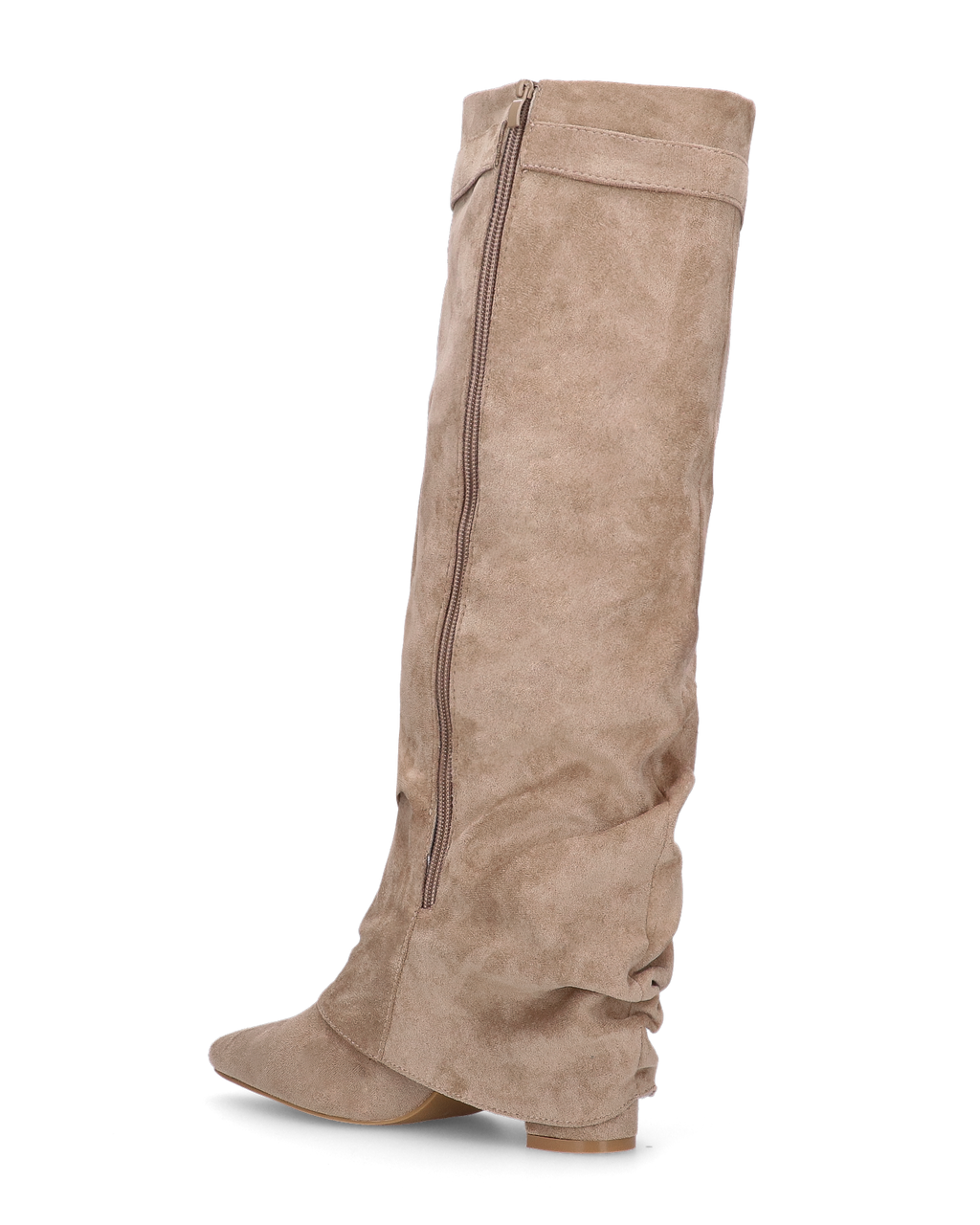 ELLENI - stivali in camoscio beige con risvolto e zip laterale