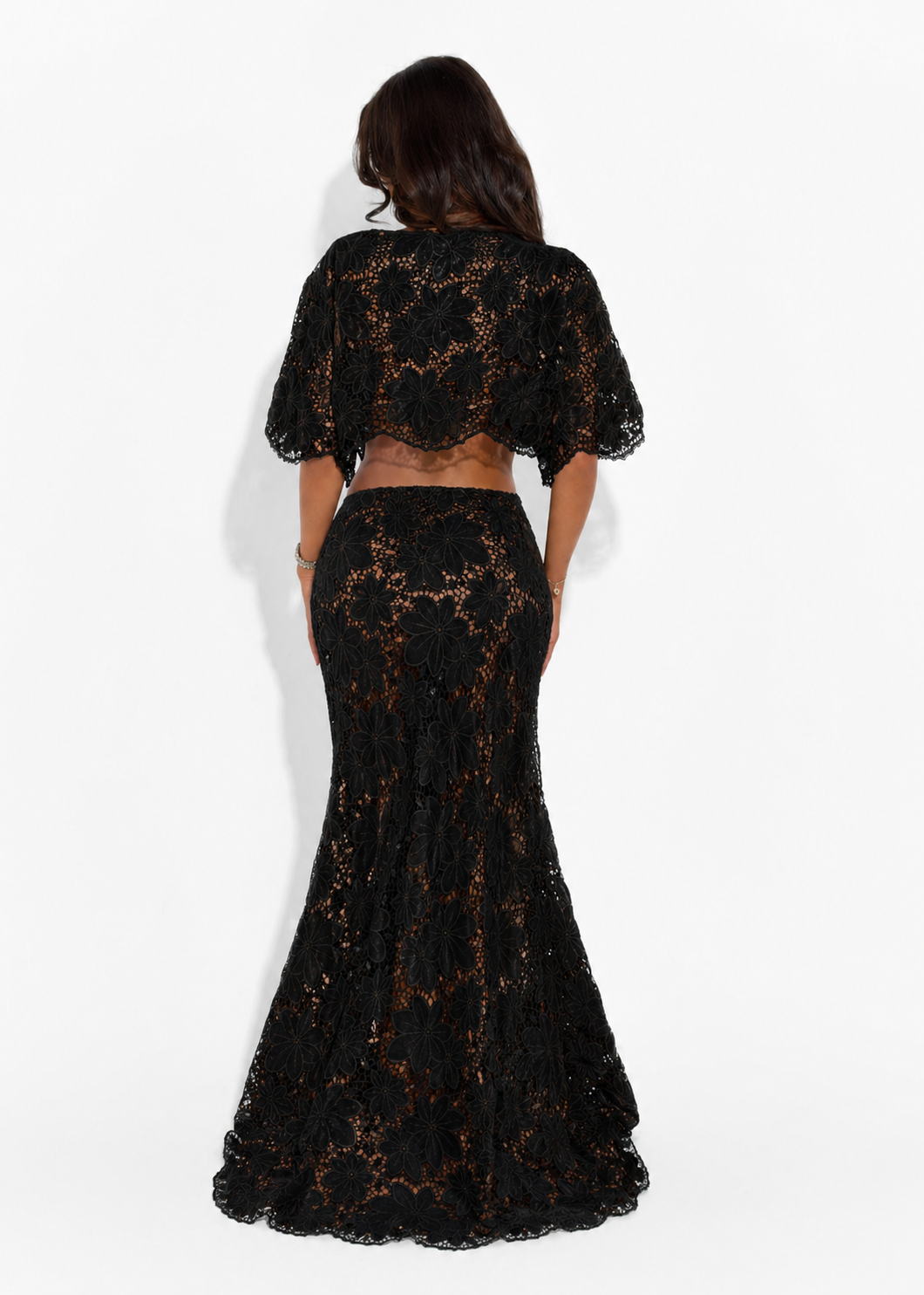 AMIRA FLORAL TOP - BLACK