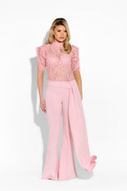 Pink trousers from 64b136-1e MAYFAIR bottoms, featuring a relaxed fit and stylish design, shown on a model.