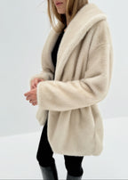 Alpina Cinch Waist Fur Coat | Almond Quartz