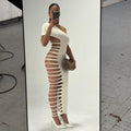 Fantasy One Shoulder White Bodycon Slit Maxi Dress