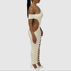 Fantasy One Shoulder White Bodycon Slit Maxi Dress