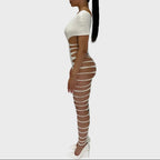 Fantasy One Shoulder White Bodycon Slit Maxi Dress