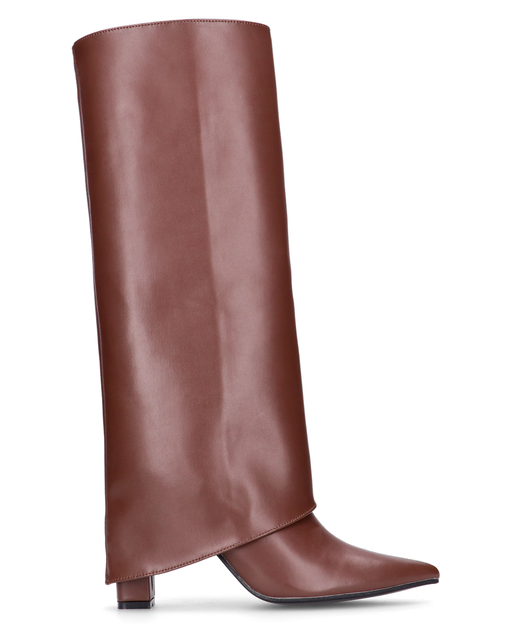 FEDRIKA -  Stivale 2 in 1 in ecopelle marrone: da stivale alto a stivaletto con un semplice gesto