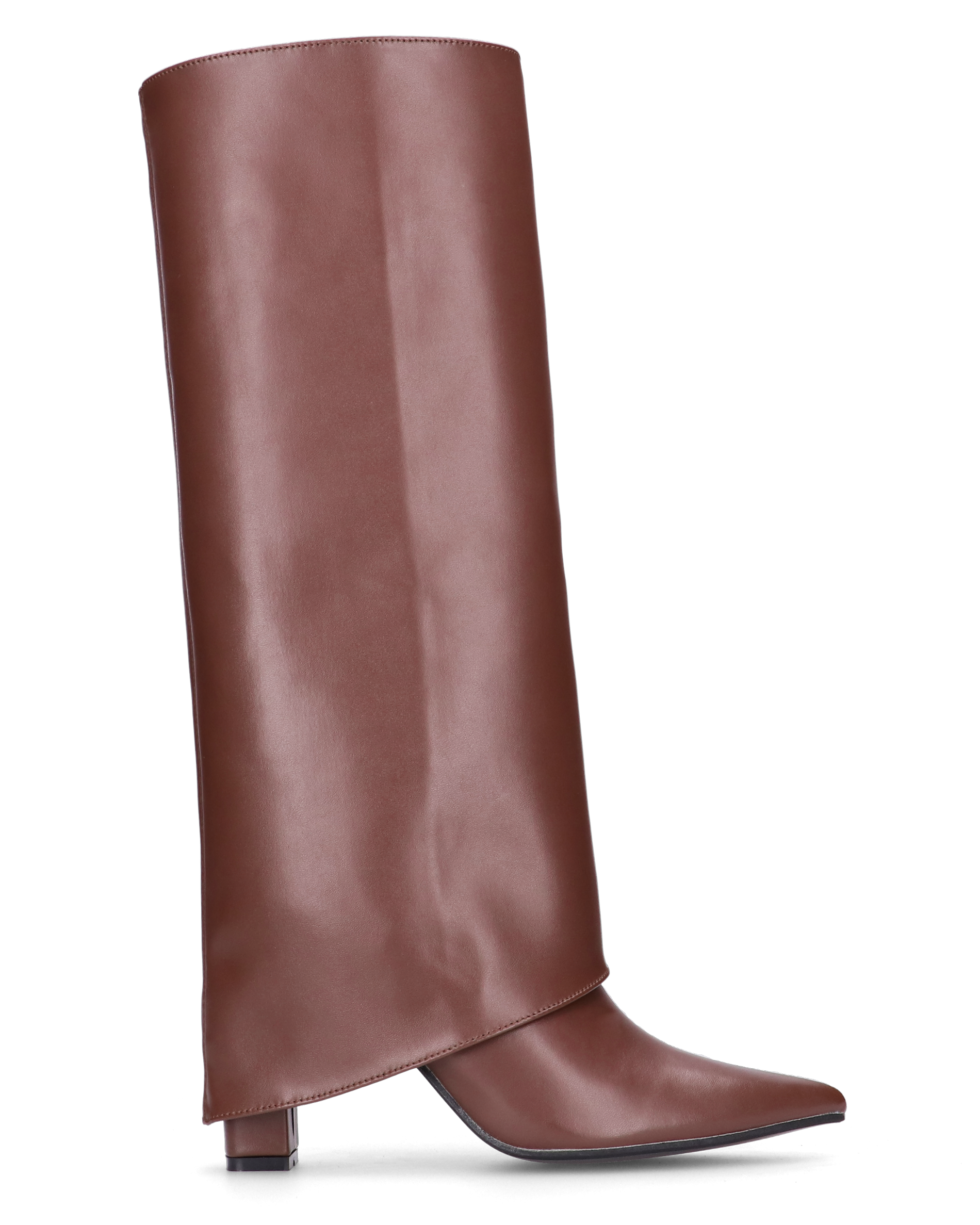 FEDRIKA -  Stivale 2 in 1 in ecopelle marrone: da stivale alto a stivaletto con un semplice gesto