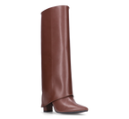 FEDRIKA -  Stivale 2 in 1 in ecopelle marrone: da stivale alto a stivaletto con un semplice gesto