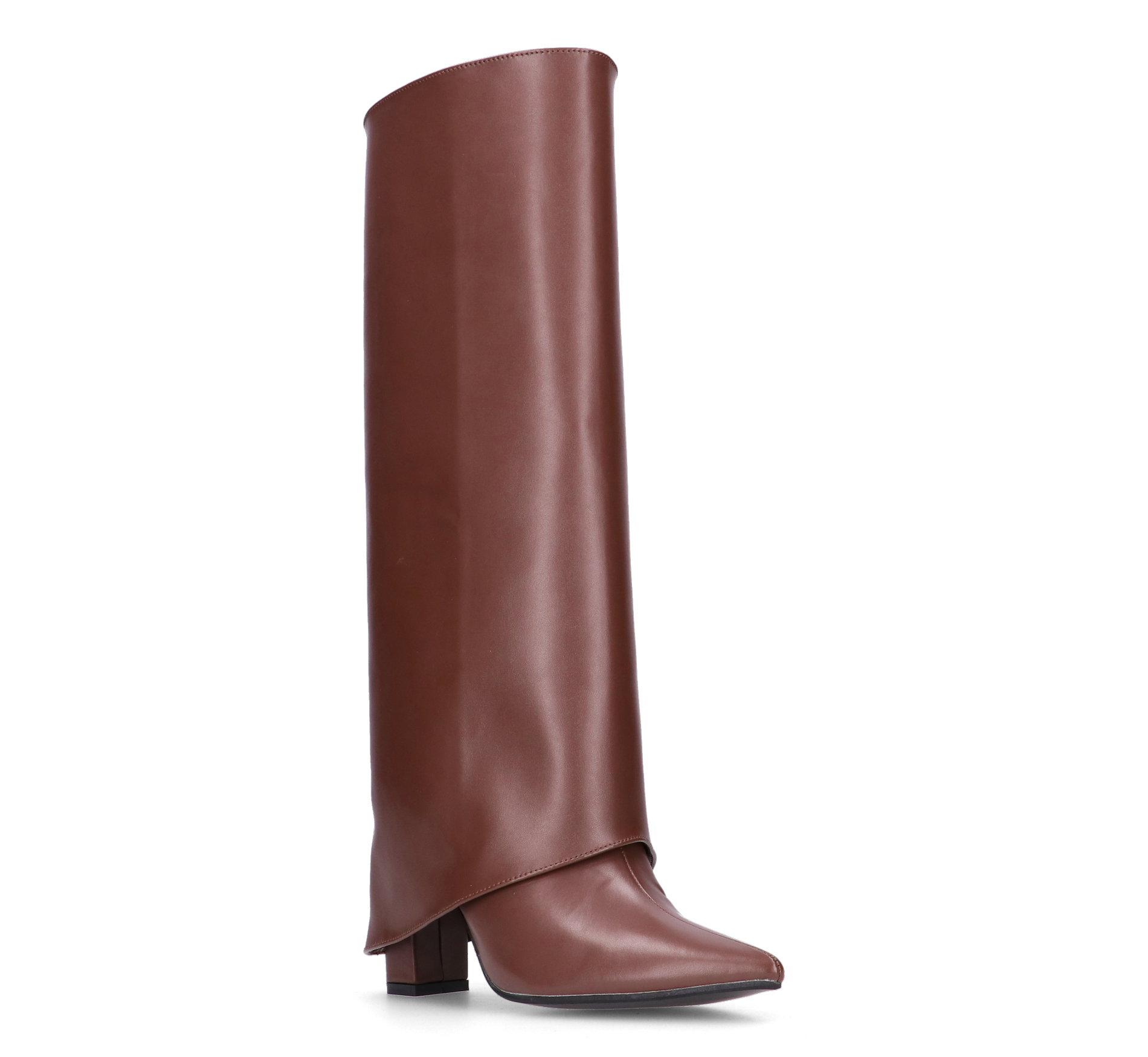FEDRIKA -  Stivale 2 in 1 in ecopelle marrone: da stivale alto a stivaletto con un semplice gesto