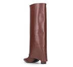 FEDRIKA -  Stivale 2 in 1 in ecopelle marrone: da stivale alto a stivaletto con un semplice gesto