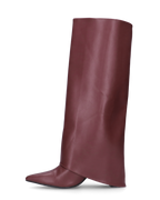 FEDRIKA -  Stivale 2 in 1 in ecopelle bordeaux: da stivale alto a stivaletto con un semplice gesto