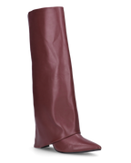 FEDRIKA -  Stivale 2 in 1 in ecopelle bordeaux: da stivale alto a stivaletto con un semplice gesto