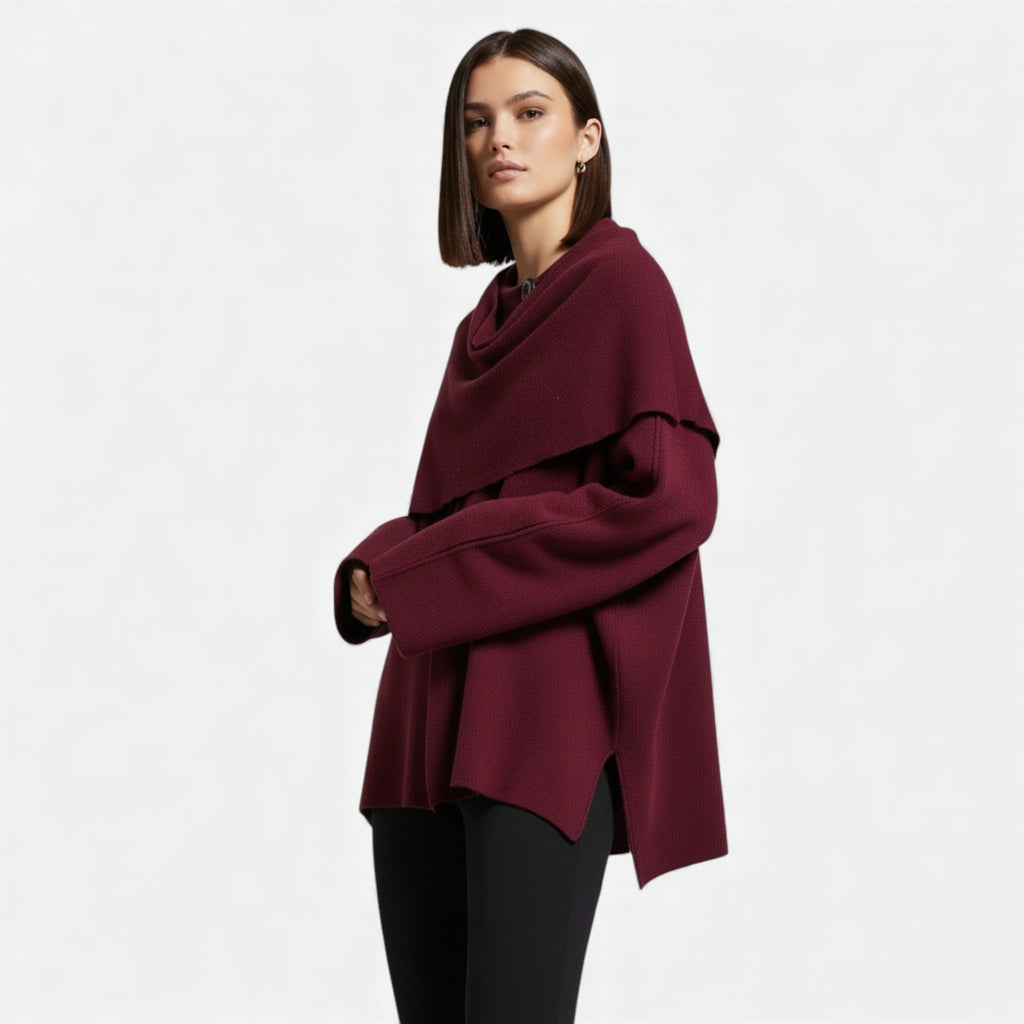 LORISS| Women’s Elegant Wool-Feel Poncho Cardigan