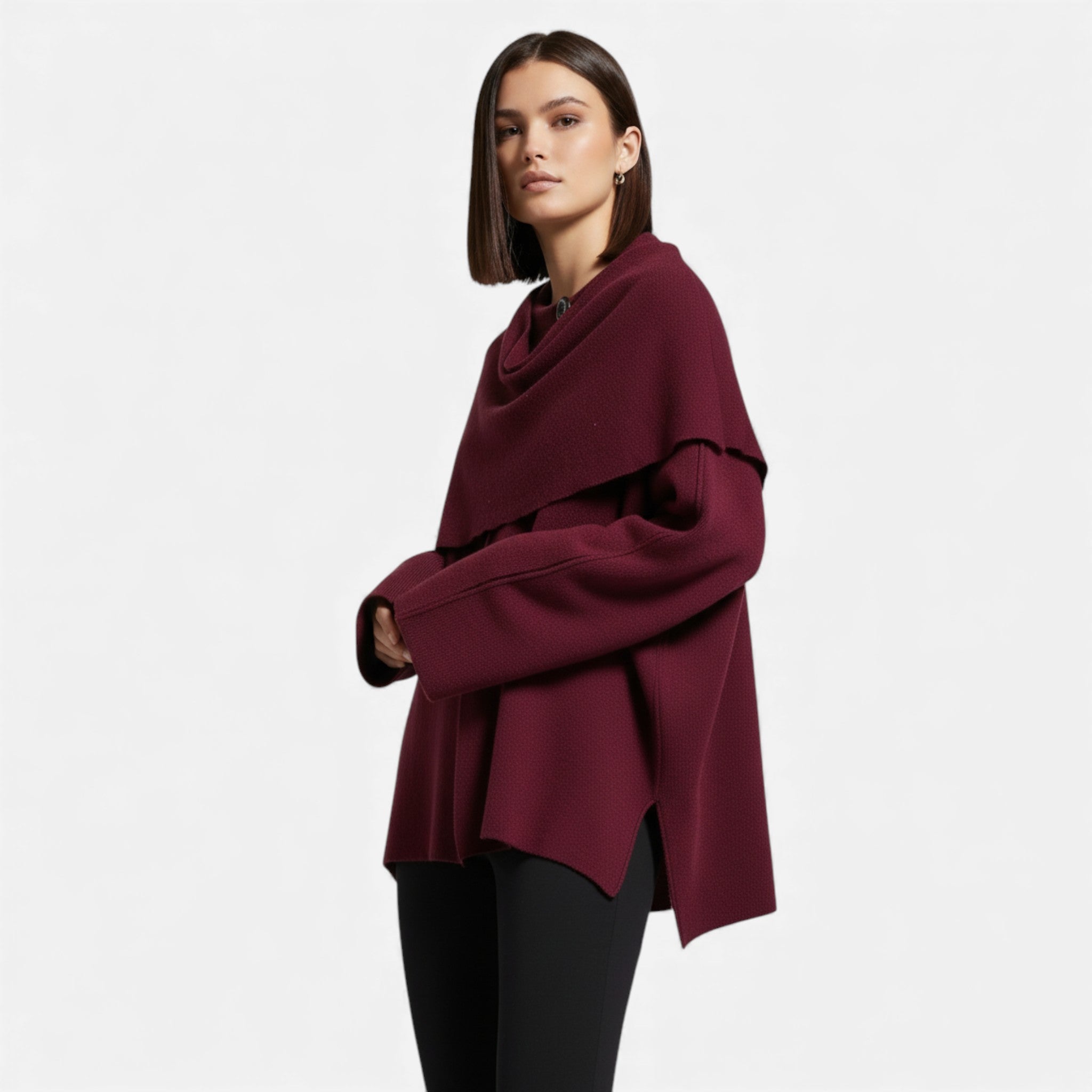 LORISS| Women’s Elegant Wool-Feel Poncho Cardigan