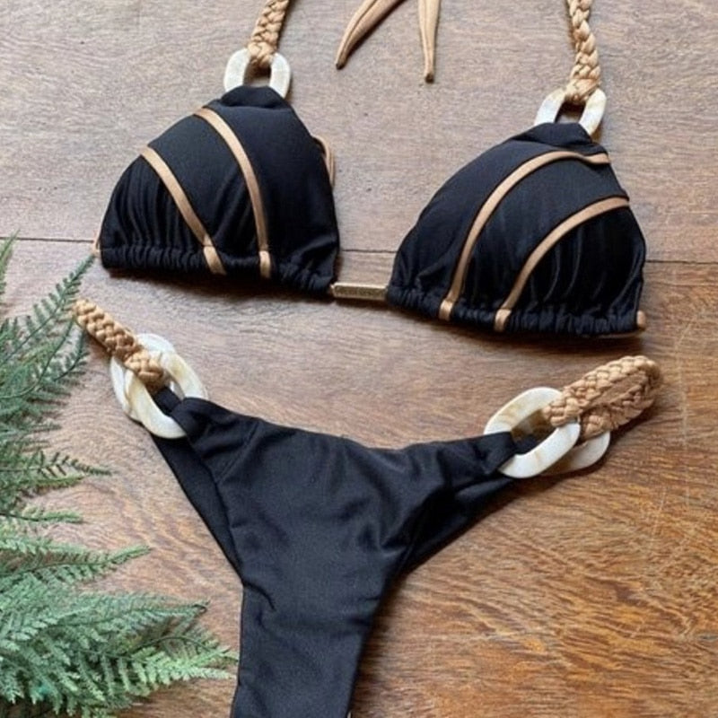 Weave triangle swimsuit