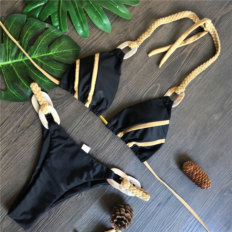 Weave triangle swimsuit