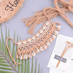 Crochet Seashell Collar Choker - multiple colors