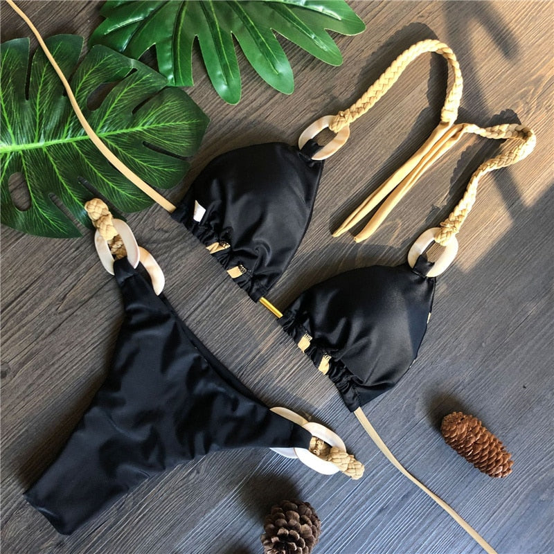 Weave triangle swimsuit