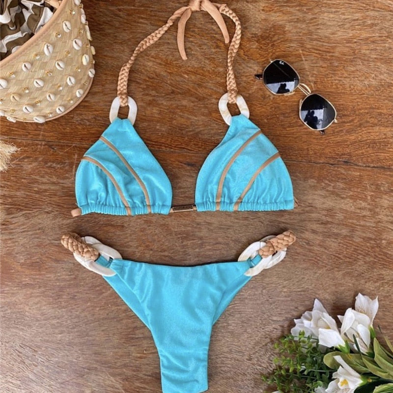 Weave triangle swimsuit