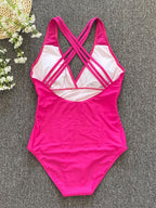 Striped waist patterned one-piece swimsuit by 64b136-1e swimwear, featuring a stylish and flattering fit for beach and pool wear.