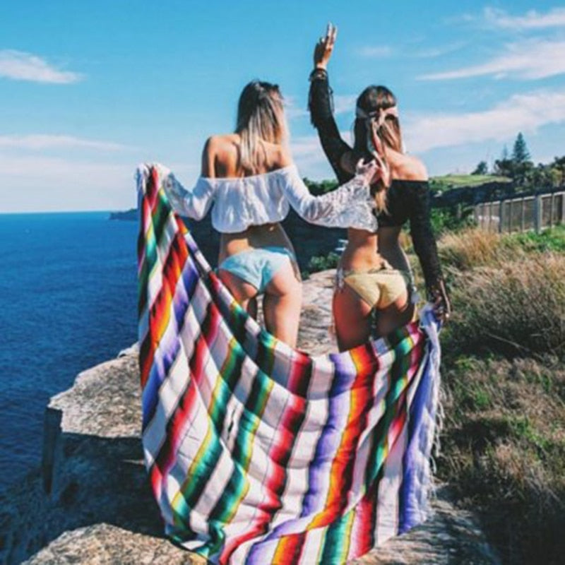Boho Style Beach Picnic Blanket / Throw Rug
