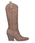 HALA - stivale camperos texano con tacco in camoscio beige scuro