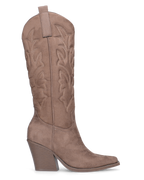 HALA - stivale camperos texano con tacco in camoscio beige scuro