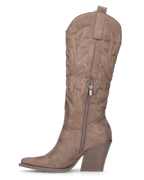 HALA - stivale camperos texano con tacco in camoscio beige scuro