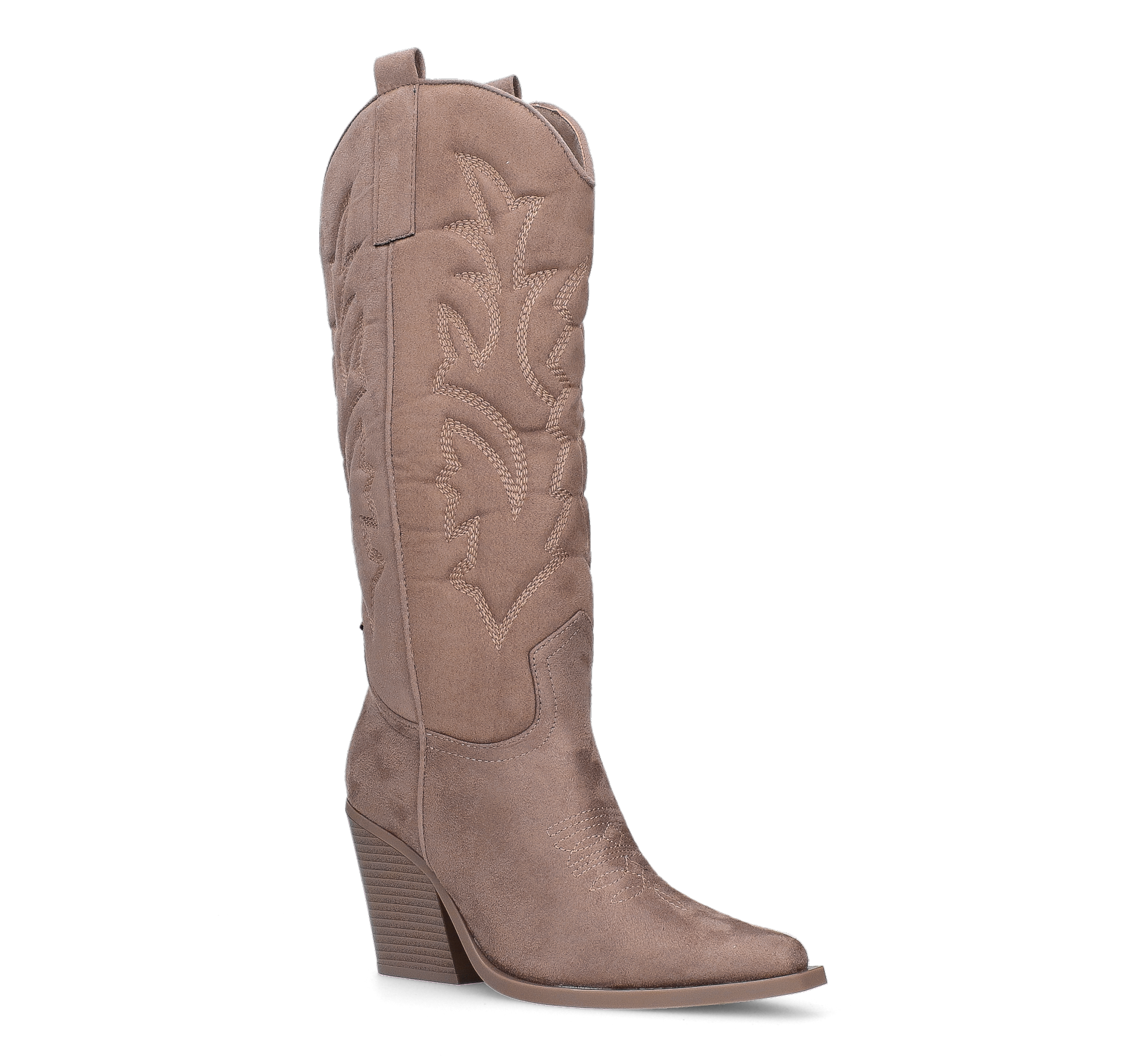 HALA - stivale camperos texano con tacco in camoscio beige scuro