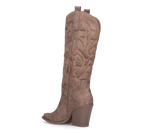 HALA - stivale camperos texano con tacco in camoscio beige scuro