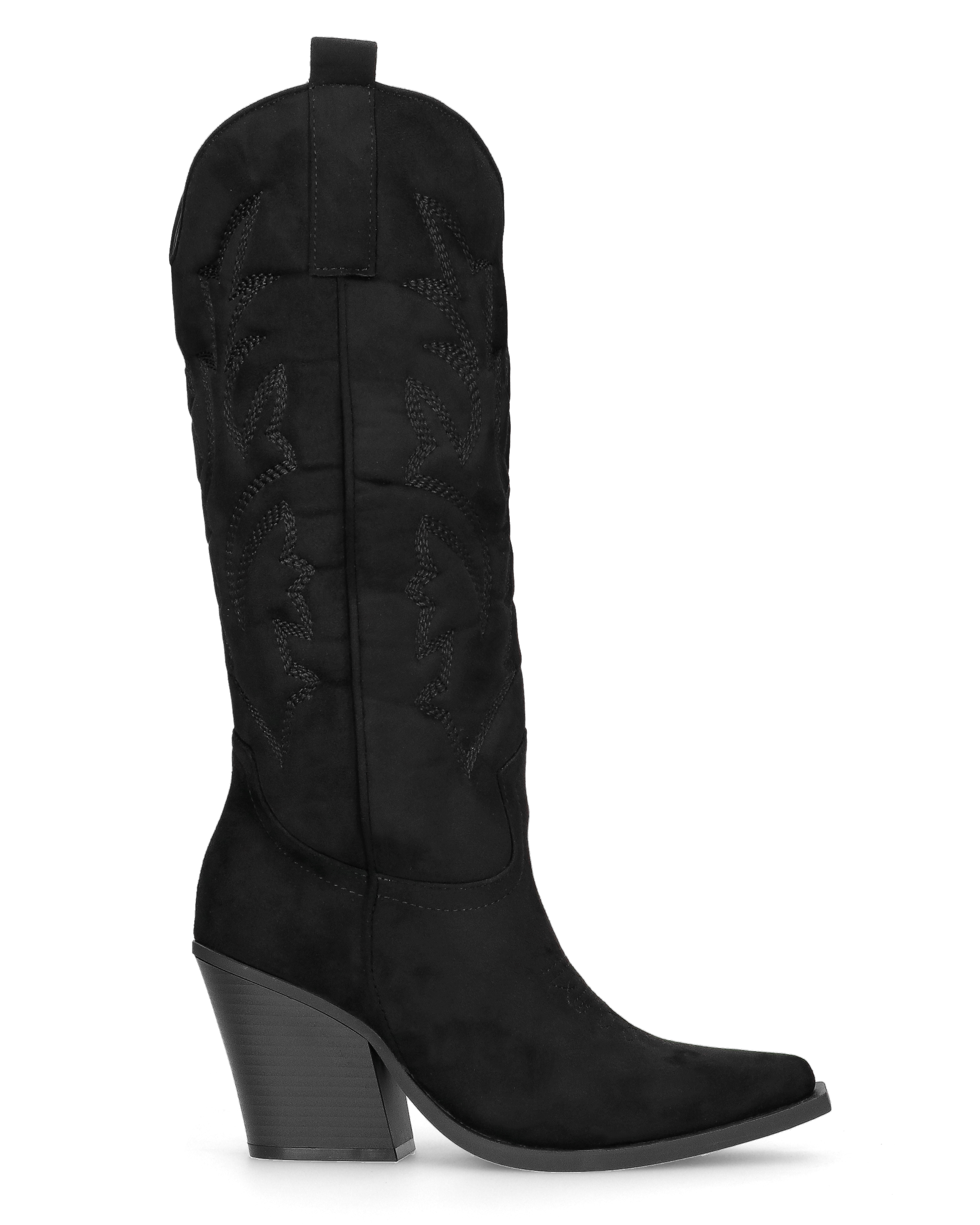 HALA - stivale camperos texano con tacco in camoscio nero