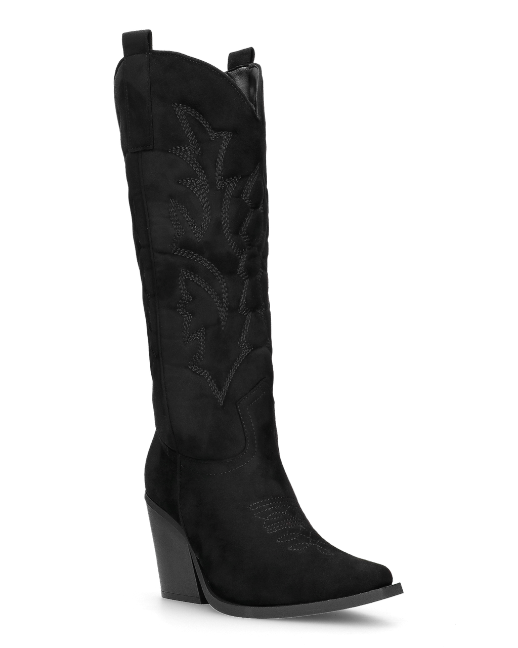 HALA - stivale camperos texano con tacco in camoscio nero