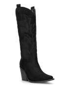 HALA - stivale camperos texano con tacco in camoscio nero