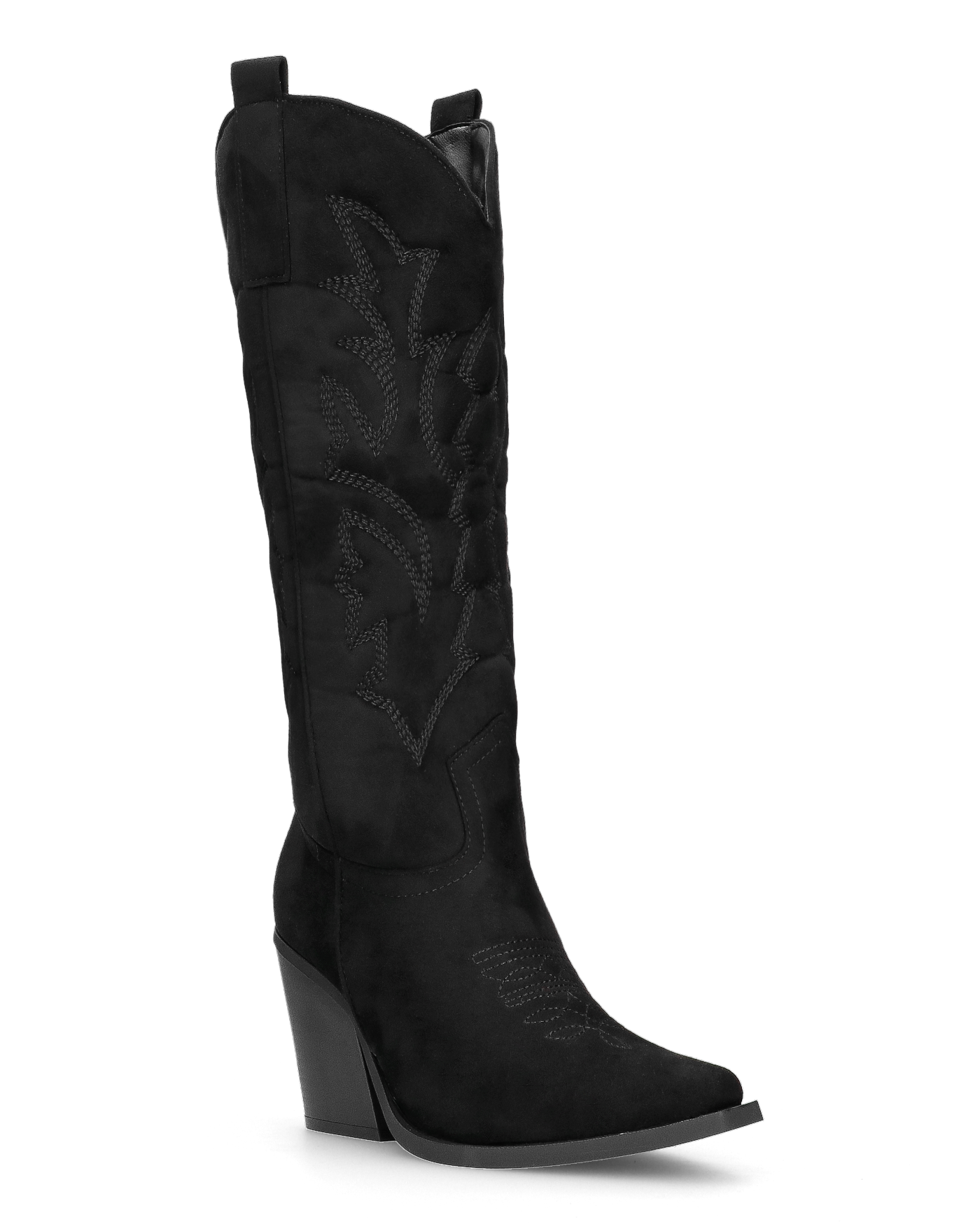 HALA - stivale camperos texano con tacco in camoscio nero