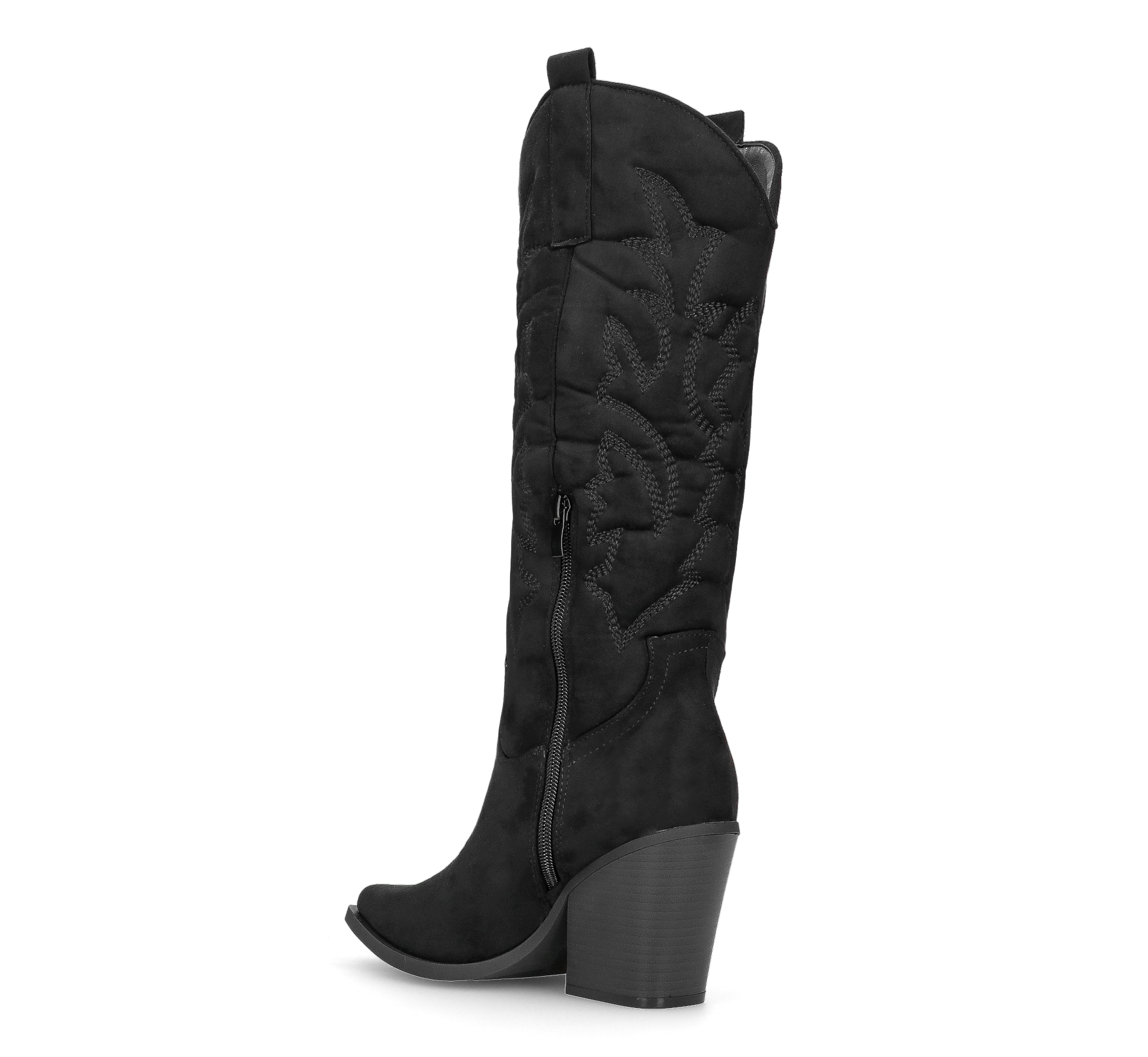 HALA - stivale camperos texano con tacco in camoscio nero