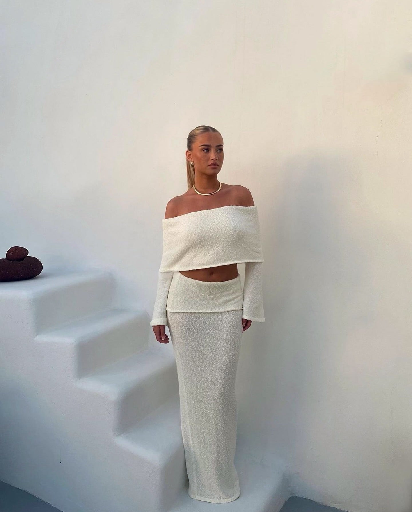 Azaria | Off-Shoulder Maxi Skirt Set