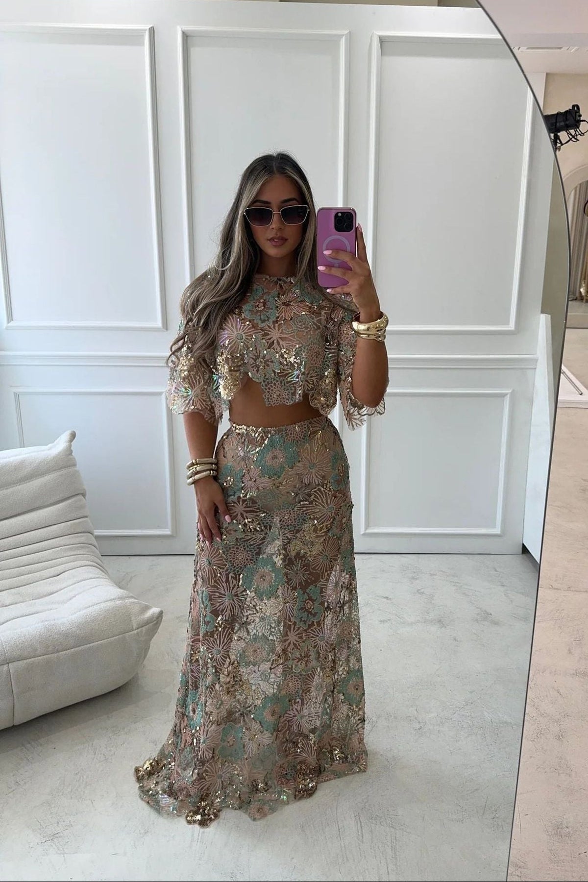 Roxanne | Sequin Embroidery Two-Piece Set