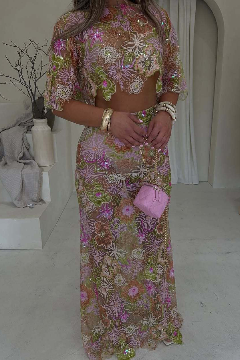 Roxanne | Sequin Embroidery Two-Piece Set