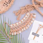 Colorful crochet seashell collar choker from 64b136-1e, featuring a woven seashell design perfect for boho accessories.