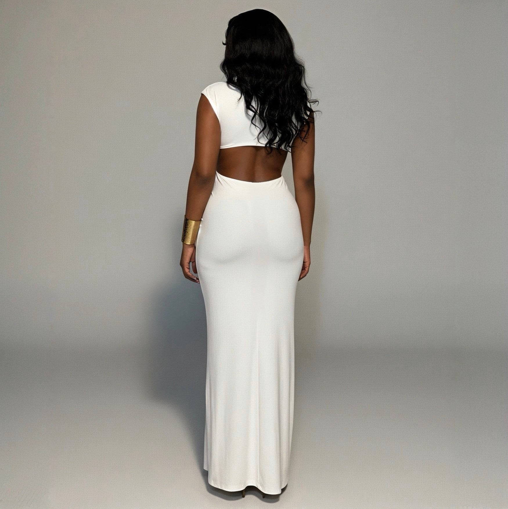 Heart Song White Cut-Out Draped Maxi Dress
