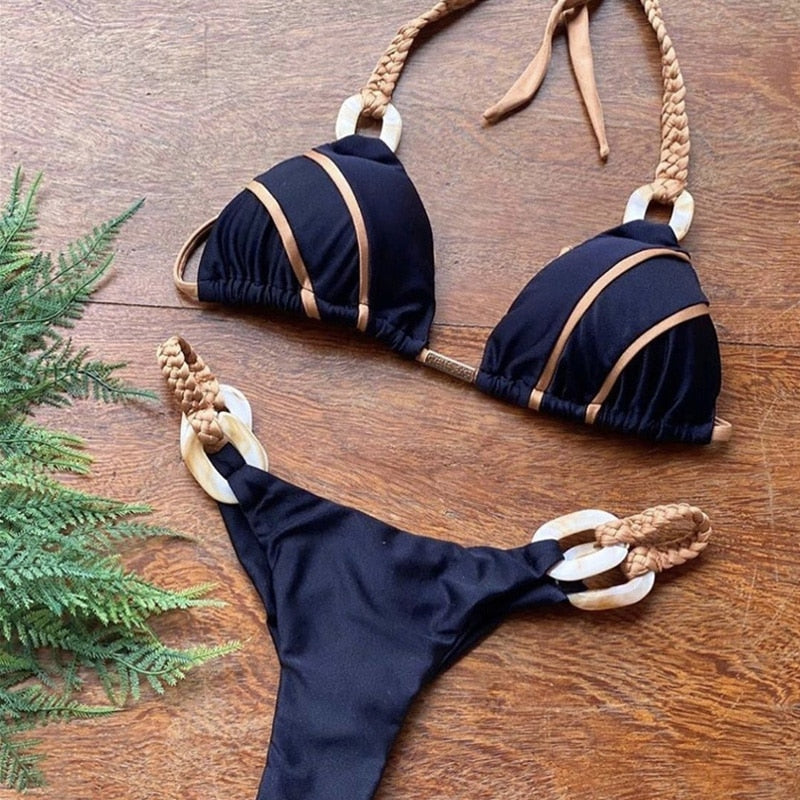 Weave triangle swimsuit