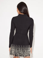 Celestia Pearl Drop Long Sleeve Dress | Black